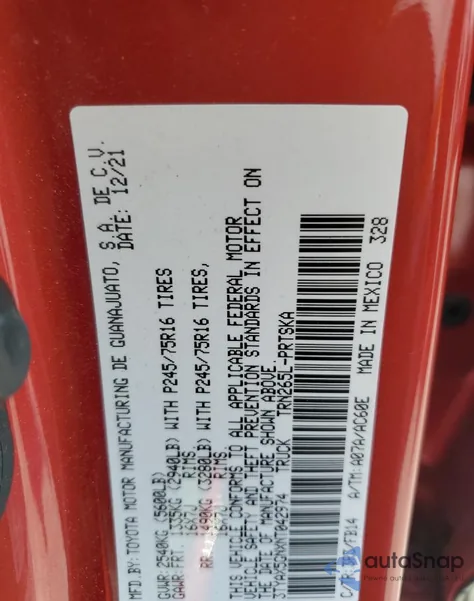 2022 Toyota Tacoma Double Cab from USA, damaged, VIN 3TYAX5GNXNT042974